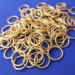 12mm Gold Plated Jump Rings 100 pieces - Large jump rings - Strong Jewellery Findings