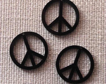 3 x Laser cut acrylic peace sign pendants