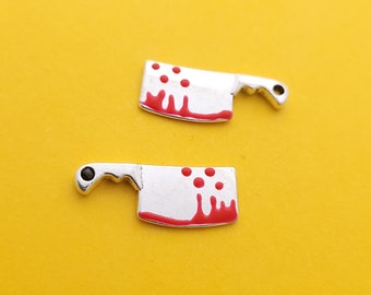 2 x Silver Coloured Cleaver Replica Charms - 26mm x 14mm