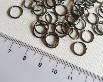 10 mm Gunmetal Black Jump Rings 100 piezas - Anillos de salto grandes - Accesorios de joyería