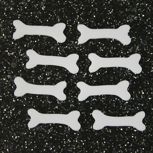 8 x Laser cut acrylic tiny white dog bone cabochons - choice of colours - jewellery making