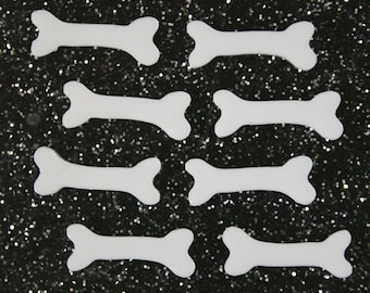 8 x Laser cut acrylic tiny white dog bone cabochons - choice of colours - jewellery making