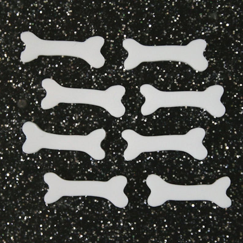 8 x Laser cut acrylic tiny white dog bone cabochons choice of colours jewellery making image 1