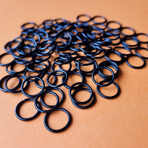 12mm Black Jump Rings 100 pieces - Large jump rings - Strong Jewellery Findings