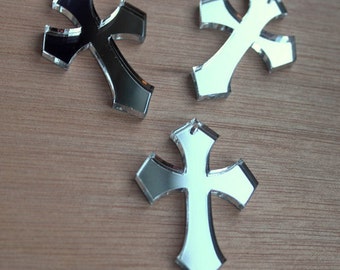 3 x Laser cut acrylic mirrored Celtic Cross pendants