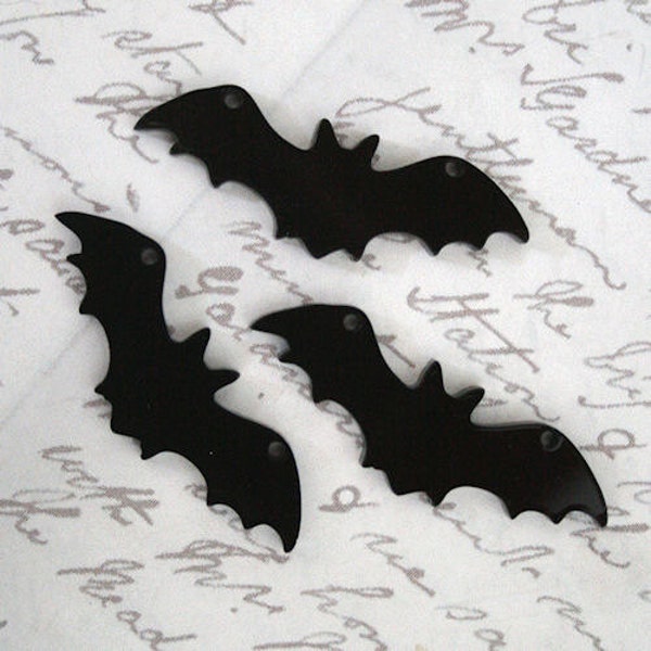 3 x laser cut acrylic bat charms - any colour - jewellery making, craft