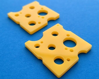 2 x Laser cut acrylic swiss cheese slice pendants