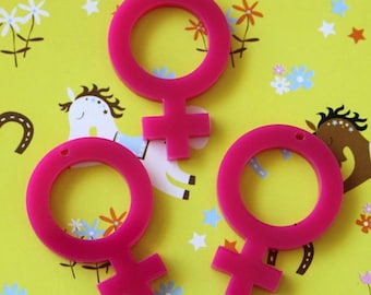 3 x laser cut acrylic Venus Symbol charms - feminist pendant - for jewellery making, necklaces