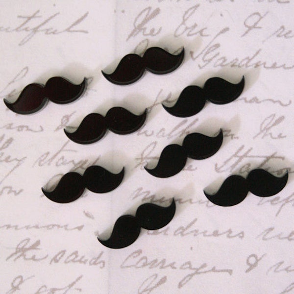 8 x cabochons de moustache acrylique découpé au laser