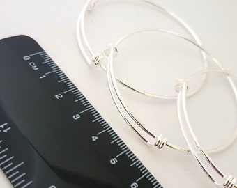 3pcs Expandable Bangle Bracelet Blank - Silver Plated Copper - 20 - 25cm diameter