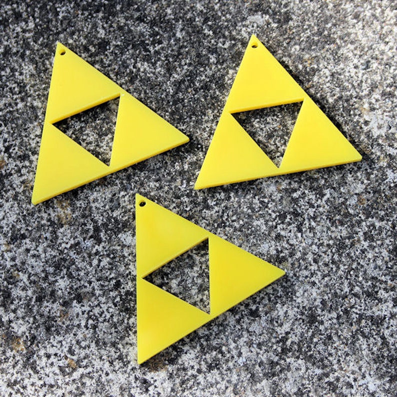 3 x Laser cut acrylic Delta Triforce charms image 1