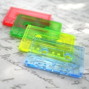 4 x CASSETTE tape pendants UV reactive laser cut acrylic