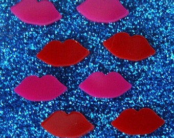 8 x Laser cut acrylic lips cabochons