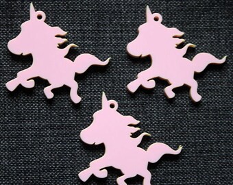 3 x Laser cut acrylic unicorn pendants