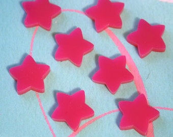 8 x Laser cut acrylic star cabochons - choice of colours - jewellery making, crafts