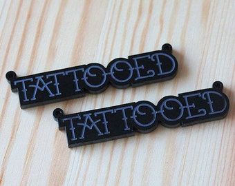 2 x Laser cut acrylic Tattooed pendants