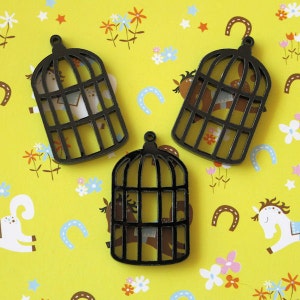 3 x laser cut acrylic Birdcage charms