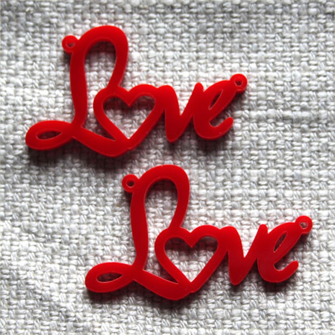 2 X Laser Cut Acrylic Love Pendants - Etsy