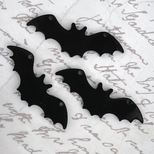 3 x laser cut acrylic bat charms - any colour - jewellery making, craft