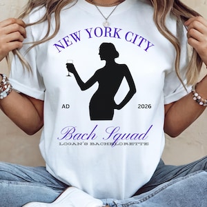 Custom Bachelorette Shirt, NYC Bach party, Bach Club-Bride Club, Charleston, Miami, Los Angeles, San Francisco, Chicago, Elegant Bach shirt