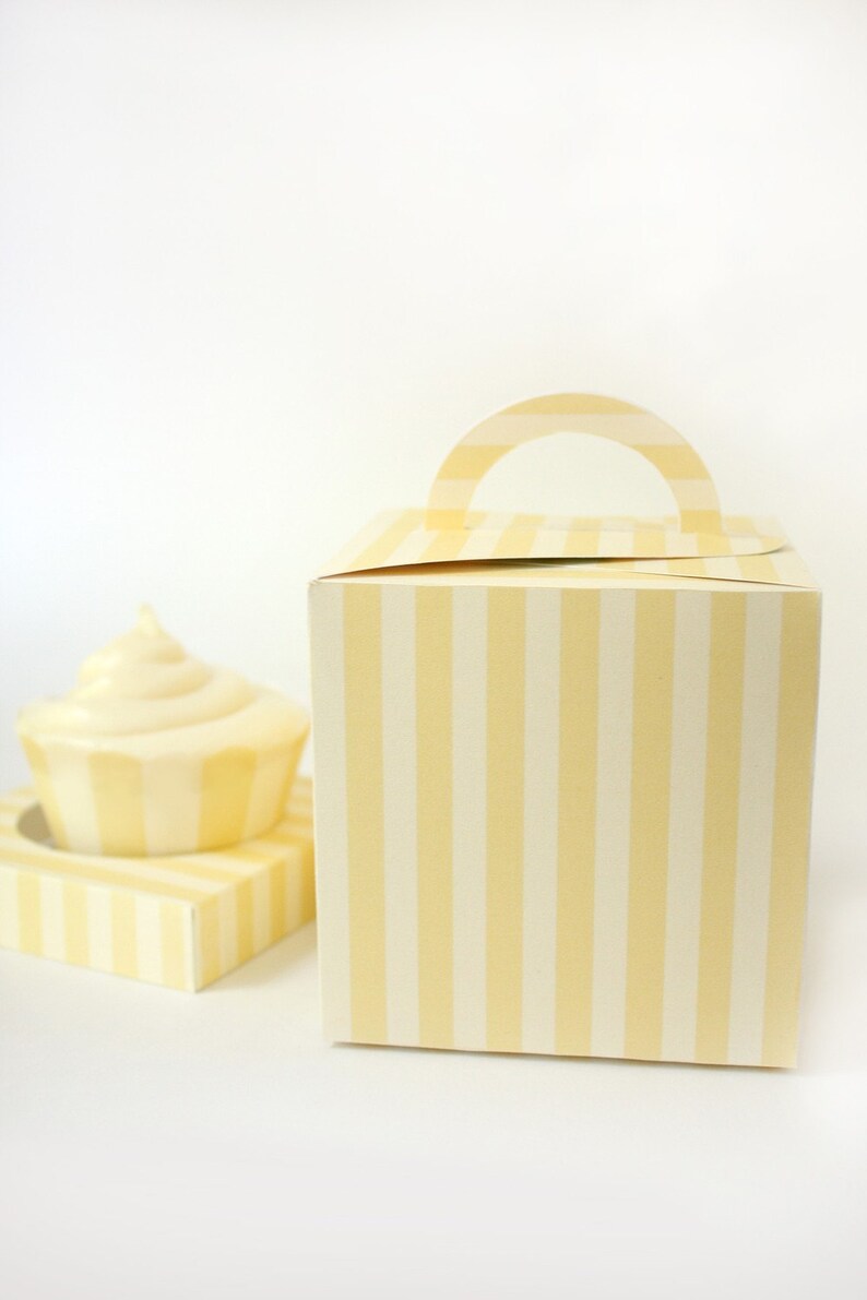 Posh Yellow Stripes Printable Cupcake Holder Box