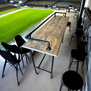 Rustic Industrial Bar Table with Pipe Legs, Live Edge Counter Height Table for Balcony, Kitchen Island, Patio or Small Spaces