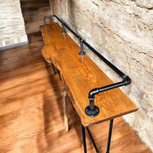 Industrial Bar Table - Solid Wood High Top Table - Rustic Pub Table with Metal Legs - Handmade Bar Height Table for Home & Restaurant