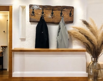 Live Edge Walnut Coat Rack: Wall Mounted Hanger, Personalized Decor