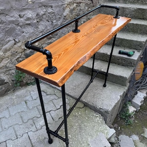 Wooden Bar Height Table, Long Bar Table Made Of Walnut, Live Edge Sofa Bar Table, Narrow Bar Table for Kitchen and Dining Table