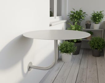 Wall Mounted Cafe Table, Space Saving Design, Powder Coated Metal & Steel