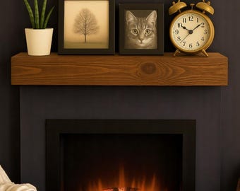 Handmade Rustic Spruce Fireplace Mantel Shelf: Solid Wood Floating Beam
