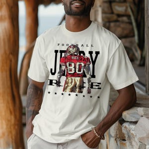 Jerry Rice San Francisco 49ers NFL Legend T-Shirt Football Fan Gift Retro Sports Apparel Game Day Merch Hall of Fame Wide Receiver