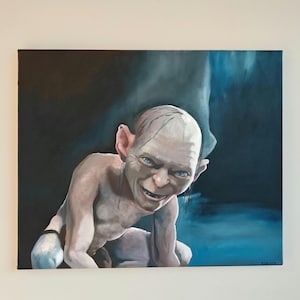 Peinture à l&#39;huile originale de Gollum - unique en son genre.
