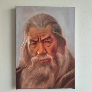 Gandalf the Grey Oil Painting on Canvas. 33 × 24 cm (13 × 9.5 in)