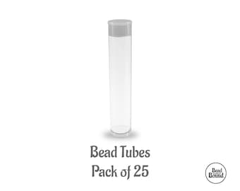 Plastic Transparent Bead Tubes Bead Smith Brand with Lid Pack of 25 for Delica and seed bead storage organizing craft tube container 80x15mm