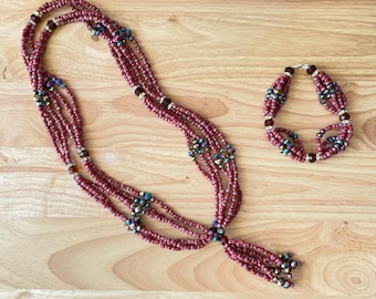 Handcrafted Beaded Oya Necklace & Bracelet Set - Santeria Yoruba
