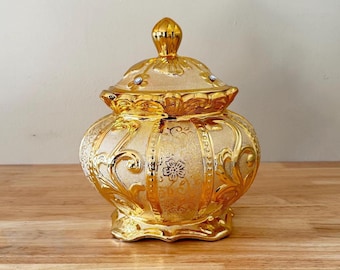 Oshun Porcelain Tureen: Yellow Gold Santo Sopera (12"x12")