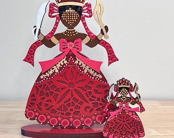 Handcrafted Wooden Oya Statue: Yoruba Orisha Figurine