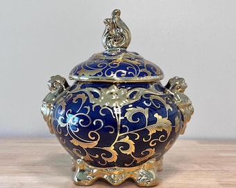 Yemaya Porcelain Tureen: Blue & Gold Orisha Sopera (12"x12")