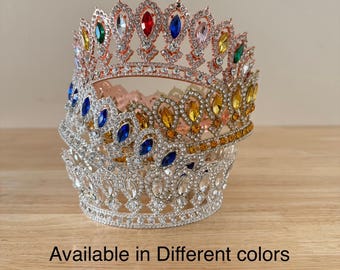 Orisha Metal Crown: Colorful Crystal Santo Crown (H-2”x5”)
