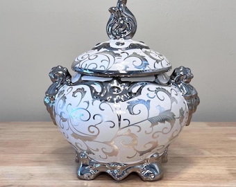 Obatala Porcelain Tureen: White & Silver Orisha Santeria Potiche