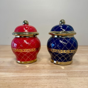 Ibeyi Twins Tureens: Red and Gold, Blue and Gold Soperas