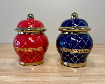 Ibeyi Twins Tureens: Red and Gold, Blue and Gold Soperas
