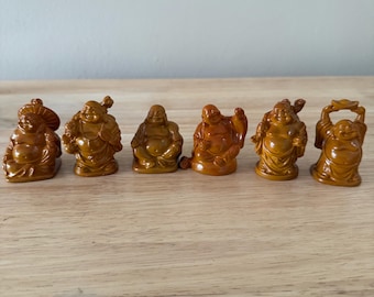 Laughing Buddha Set: Feng Shui Home Decor, Good Luck Charms (2”)