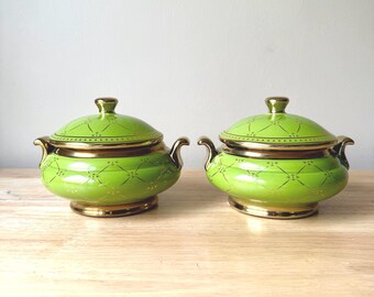 Ibeyi Twins Porcelain Tureens: Green & Gold Santeria Soperas