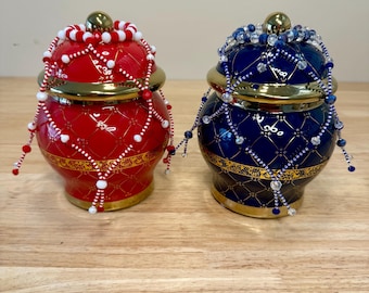 Ibeyi Twins Tureens: Red & Blue Yoruba Santeria Potiches