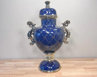 Porcelain Yemaya Tureen: Blue & Gold Orisha Sopera
