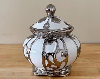 Obatala Porcelain Tureen: White & Silver Orisha Jar