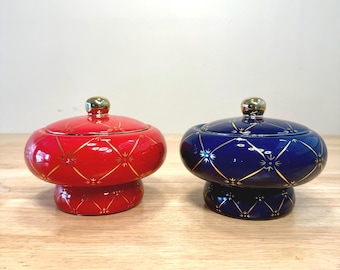 Ibeyi Twins Porcelain Tureens: Blue & Red Santo Potiche