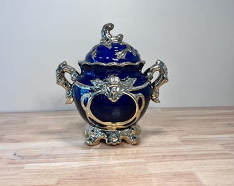 Yemaya Porcelain Tureen: Blue & Gold Orisha Sopera (12"x12")
